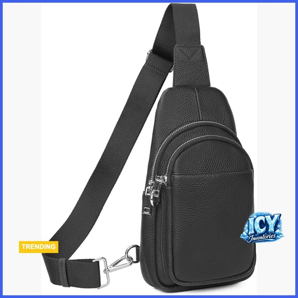 Genuine Leather Anti-Theft Crossbody Sling Bag with RFID Card Slots